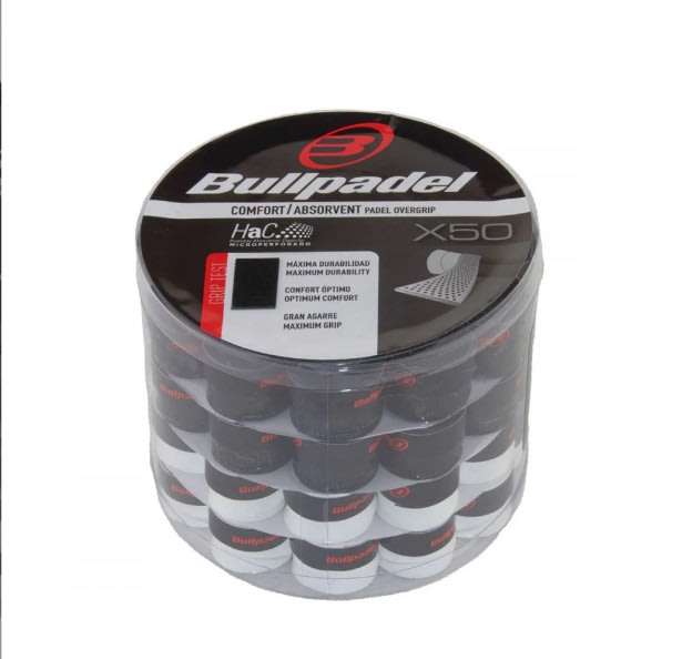 2780-TORTA OVERGRIP BULLPADEL PERFORADO BLANCO-NEGRO